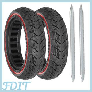 GOTOTOP pneu solide en nid d'abeille 2 pièces pneu solide de 8,5 pouces 8 1/2x2 pneus en nid sport outillage Noir avec ligne rouge