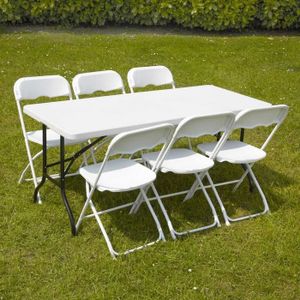 Ensemble table et chaise de jardin Table et chaises pliantes d'appoint 6 places - MOB EVENT PRO - Urbain - Noir - Plastique - Résine
