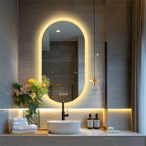 Miroir de salle de bain 140cmx80cm avec LED couleur et luminosité réglables  + anti-buée + Miroir grossissant + Horloge numérique [TZBY_J-HD1507TM] -  AICA - Grand choix au petit prix - Paroi de