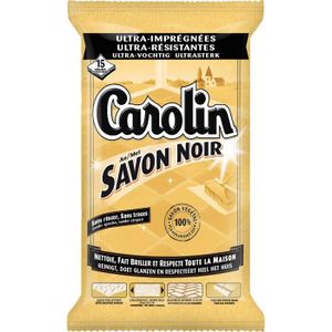 LINGETTE NETTOYANTE CAROLIN Lingettes sols au Savon Noir - 15 pièces