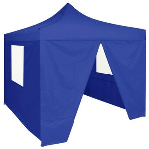 VOILE D'OMBRAGE VOILE D'OMBRAGE - TOILE SOLAIRE - Tente de réception pliable avec 4 parois 2x2 m Acier Bleu - YW Tech DIO7380738179715