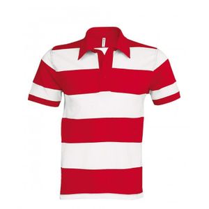 POLO Polo homme rugby - K237 rayé rouge et blanc - manches courtes