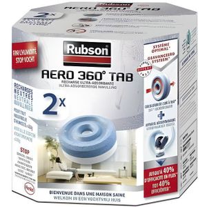Rubson AERO 360° Pure lot de 2 Absorbeurs d'humidité, Assainisseurs d'air  recommandés par L'AFPRAL*, Déshumidificateurs d'air pour pièces de 20 m²,  inclus 2 recharges neutres de 450 g - Ventilation et climatisation