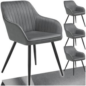4 X Chaises De Salle à Manger En Similicuir, Chaise De Cuisine Avec Dossier Hautpieds En Boisnoir