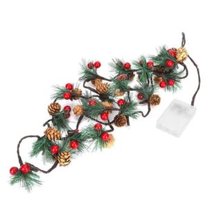 JOTOL Guirlande Lumineuse De Noël Avec Cône De Pin Rouge Berry Bell,3 M 30 LED Guirlande LED Lumineuse à Pile,pour la Décoration Extérieure,Maison,Jardin,Intérieure Fête Noël