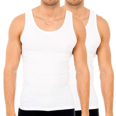 Pack-2 Maillots de corps à larges bretelles pour hommes AS02300-Blanc