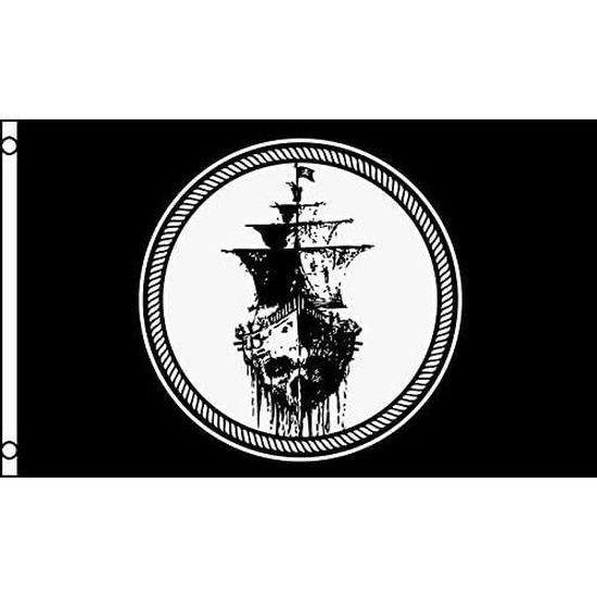 Drapeau Pirate 'Le Temps Passe Avec Le Rhum' - 150x90 Cm - Polyester Avec Oeillets - Pour Décoration Ou événement