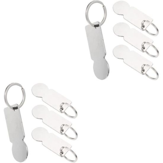 Jetons De Chariot Métal Pour Supermarché - Lot De Porte-clés, Acier Inoxydable, 6x2.2x0.5 Cm