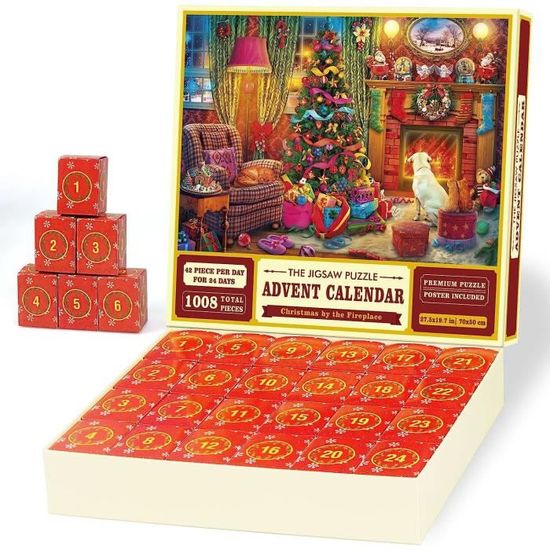 Calendrier De L'Avent Puzzle Noël 2024 - 1008 Pièces En 24 Boîtes - Compte à Rebours Pour Adultes & Enfants