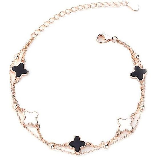 Ensemble De Bijoux Trèfle À Quatre Feuilles Pour Femme Fille 18K Plaqué