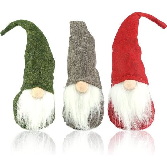 CDDécoration de Noël lutin 3 Père Noël suédois Santa Tomte Gnome