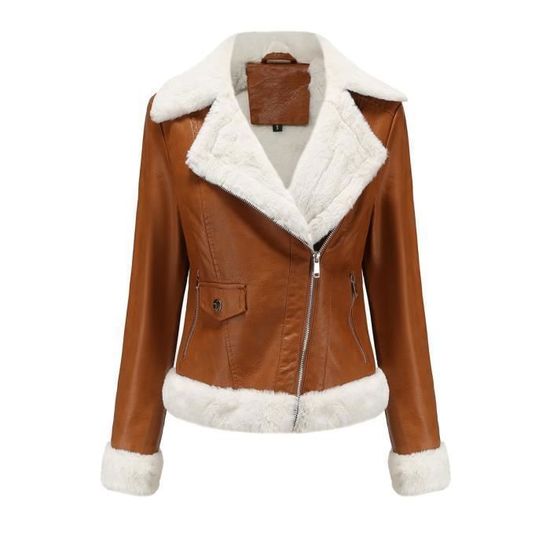 Veste simili cuir femme camel new arrivals