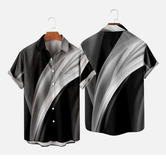 Chemise Hawaïenne Homme En Soie 100% Batik Bay - Taille M - Manches Courtes - Grise à Motifs Floraux