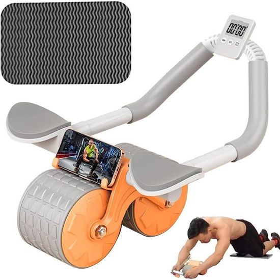 Roue Abdominale à Rebond Automatique Tuokay - Avec Tapis De Genou Et Poignée Antidérapante - Idéale Pour Les Abdos Et Le Gainage - Pour Débutants Et Pros