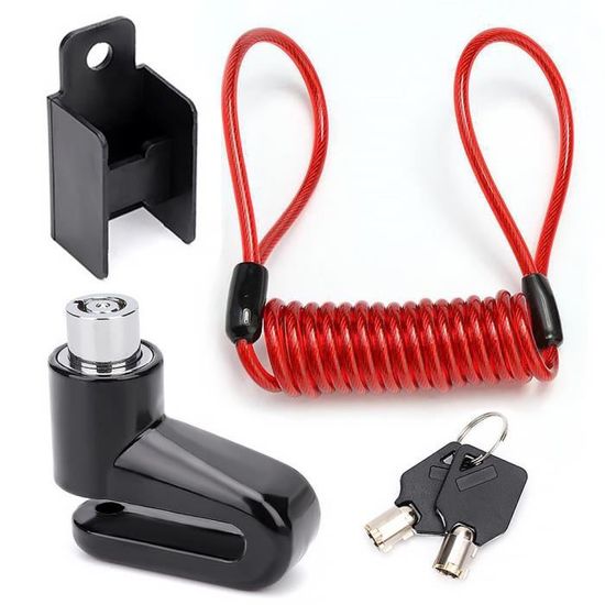 Antivol Trottinette électrique – Câble Acier Pour Disque De Frein – Sécurité Xiaomi M365 – Rouge, Verrouillage Par Clé