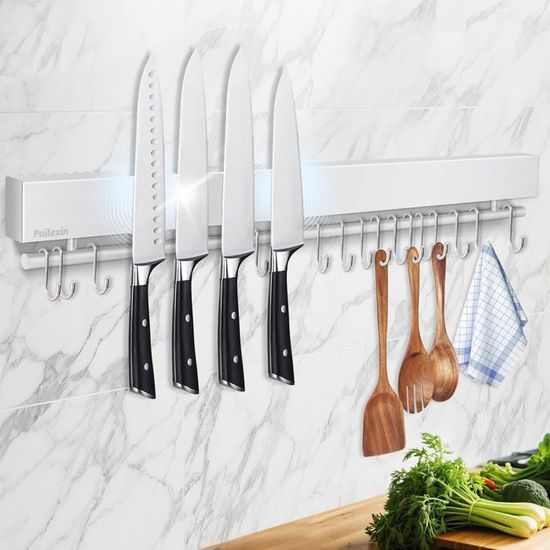 Barre Magnétique Couteaux Herboom 31.5cm - Support Mural Acier Inox | Range Ustensiles & Outils