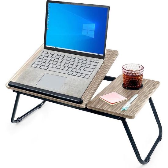 Table Pliante Pour Ordinateur Portable – Plateau Effet Bois, Pour Lit Ou Canapé