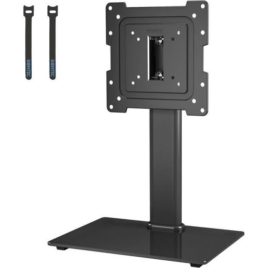 Support TV universel - Convient pour 33-32 pouces, pivotant à 360°, hauteur réglable, base en verre trempé