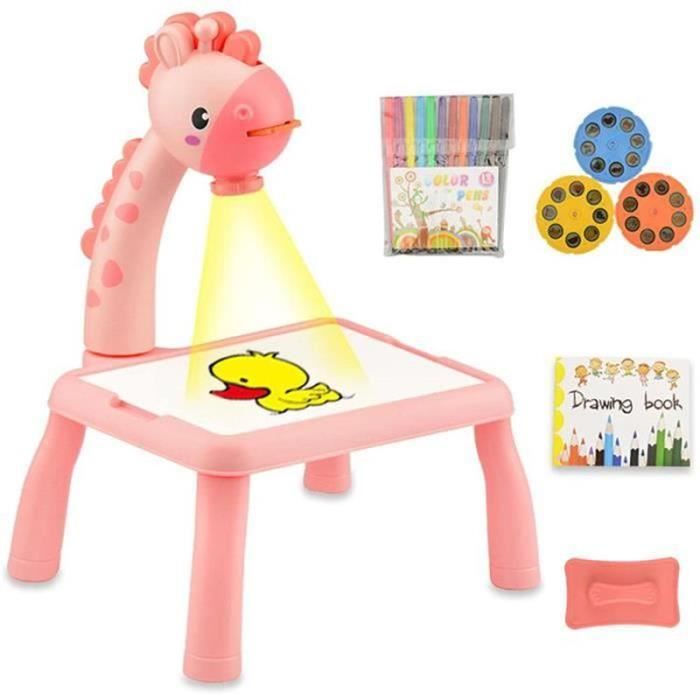 Projecteur De Dessin AolKee Pour Enfants - 48 Motifs - Portable Avec Lampe - Dès 3 Ans (Rose)
