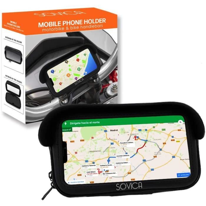 Support Téléphone Moto/Vélo Étanche IP65 - Guidon Universel | Housse Anti-Choc Jusqu'à 7,5" - Rotation 360°
