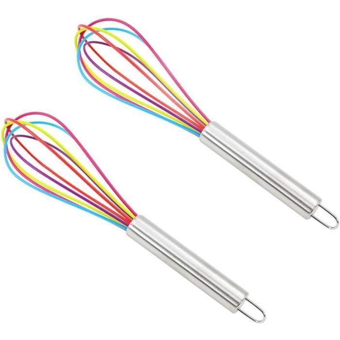 2PCS Fouet de Cuisine, Fouet Patisserie Batteur Manuel à Oeufs En Silicone Pour Ustensiles de Cuisine