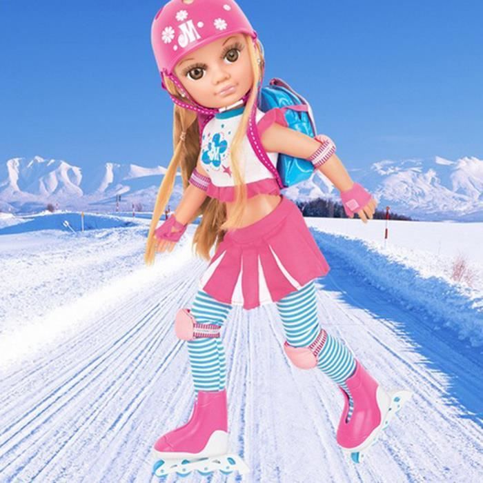 17inch Belle Poupée Princesse Noire De Patinage Sur Glace Avec La Tenue De Ski Pour Les Enfants Ou Les Filles