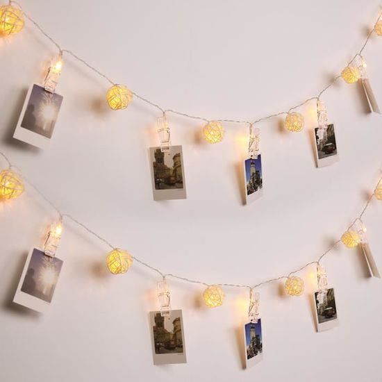 Guirlande Lumineuse - 40 LED Boules - Rotin - Blanc chaud - 4 m