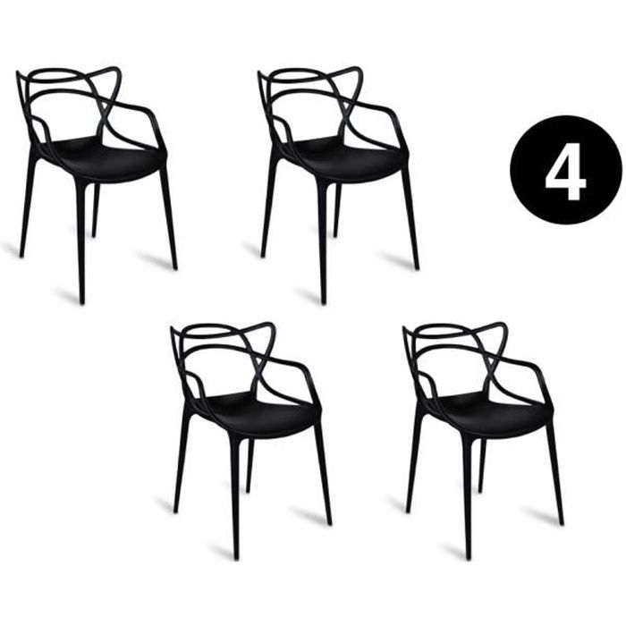 Lot de 4 chaises MIAMI – noir – inspirée Starck Masters – TRENDS FOR HOMES