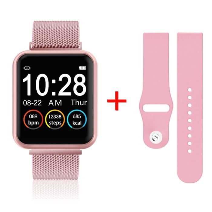Montre intelligente IP67 étanche Smartwatch hommes sport moniteur de fréquence cardiaque femmes Fitness Tracker mont - Pink - WL9107