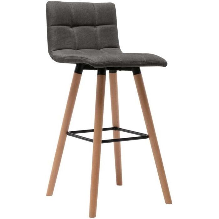 Tabouret de bar Chaise de bar-40,5 x 46 x 89 cm Chaise Haute Cuisine Bistrot Salon Gris foncé Tissu