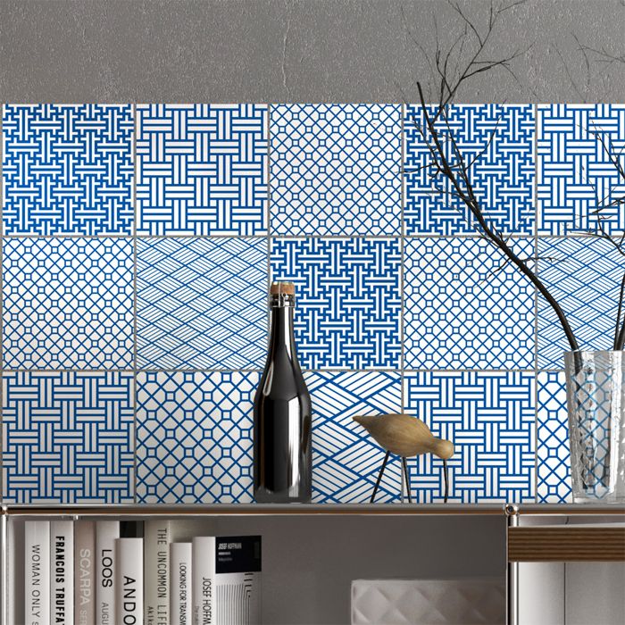 Sticker Mural Carrelage adhésif Cuisine Salle de Bain - 9 STICKERS CARREAUX DE CIMENT SCANDINAVE FINLANDE - 30x30cm