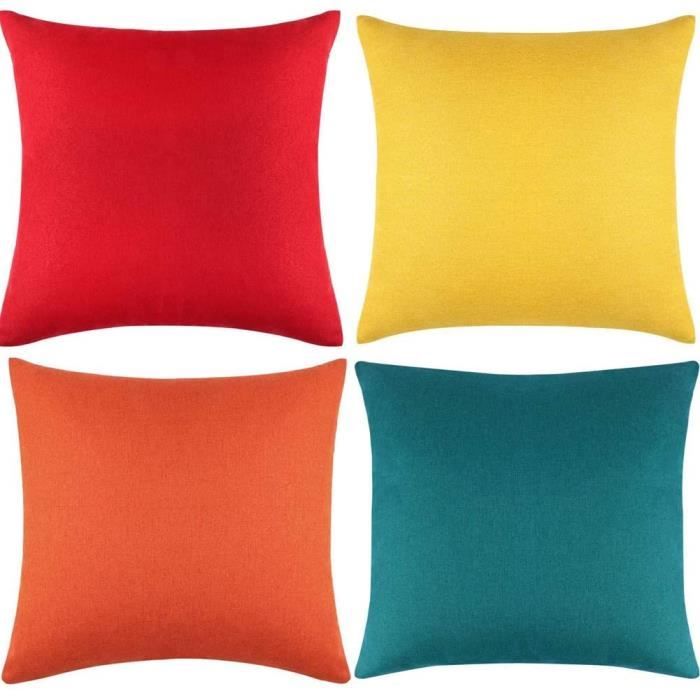 Lot de 2 housses de coussin carrées imperméables pour extérieur 45 cm x 45 cmpour voiturecanapédécoration d'intérieur (4 couleurs)