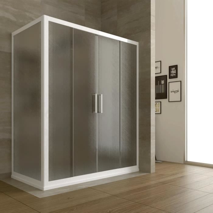 Cabine Douche en PVC 70x120 CM H190 Opaque Chinchilla mod. Star Profil Blanc 2 Portes