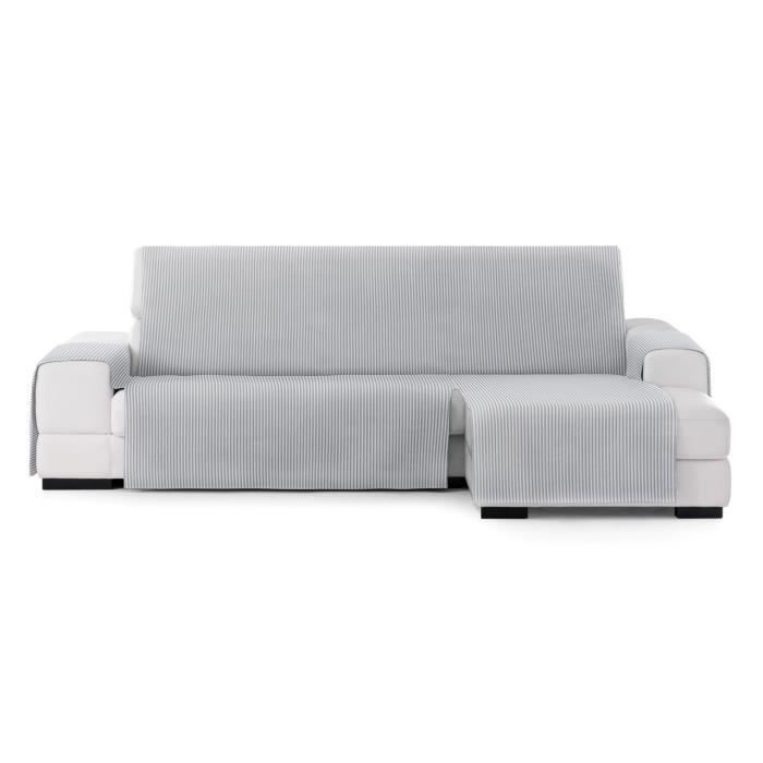 Housse de canapé d'angle 290cm droite vue frontale Calma couleur 06-écru-gris