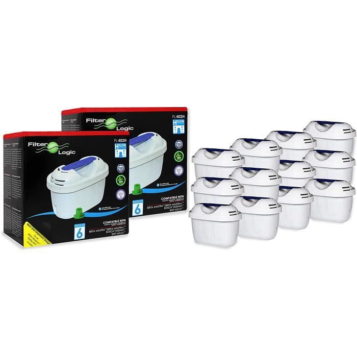 12 x FilterLogic FL402H - Cartouche filtrante compatible BRITA Maxtra pour fill & enjoy Elemaris - Marella - Navelia - Optimax et