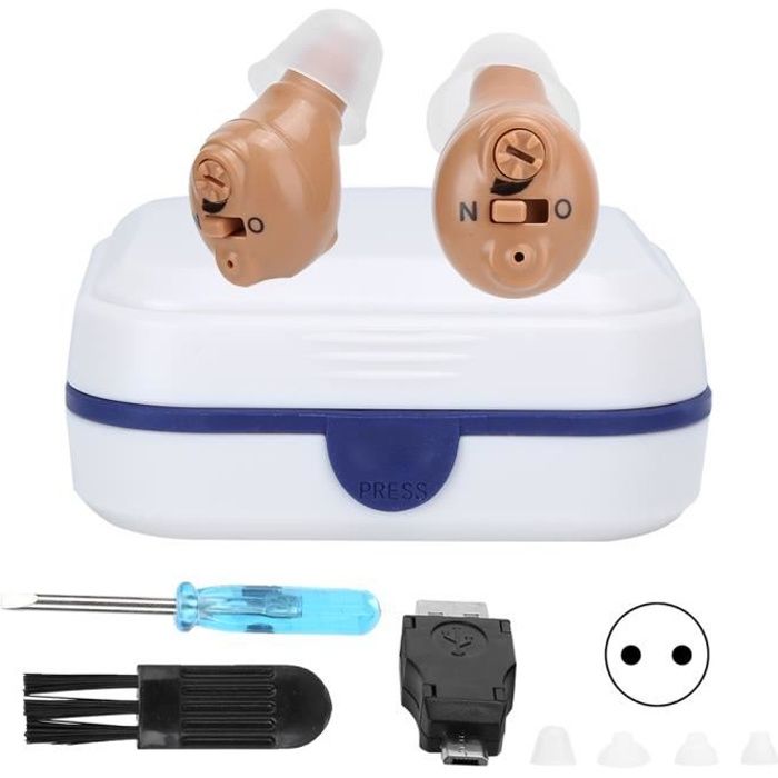 BORLAI® D‑8000 aide auditive rechargeable sans fil Mini amplificateur de son Volume réglable 100‑240 V (prise UE)