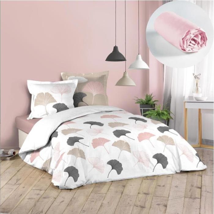 Ensemble housse de couette 220x240 cm Biloba + drap housse 140x190