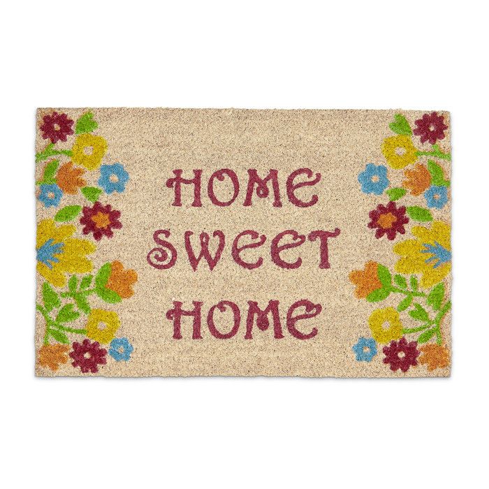 Relaxdays Paillasson fibres de coco tapis de sol HOME SWEET HOME 60x40 face antidérapante, marron