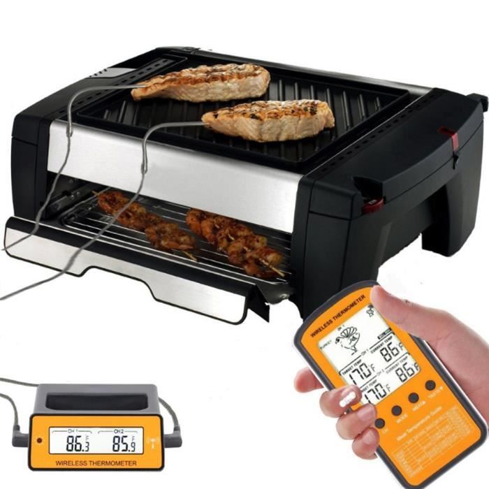 Digital Télécommande sans fil Thermomètre de cuisson de la viande Nourriture Fumoir Thermomètre avec sonde double et pro