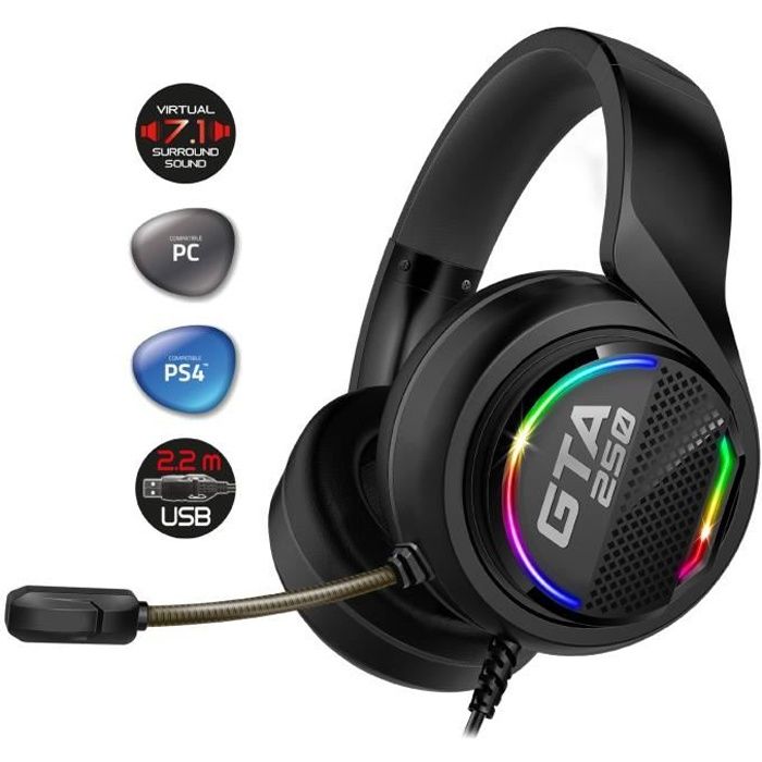 ADVANCE – GTA 250 – Casque PC et PS4 Gaming Audio - Simili Cuir