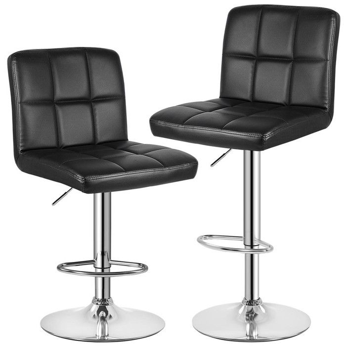 Lot De 2 Tabourets De Bar Youhauchair – Réglables En Hauteur 54,5-74,5 Cm – Cuir PU Blanc – Pivotants Avec Dossier