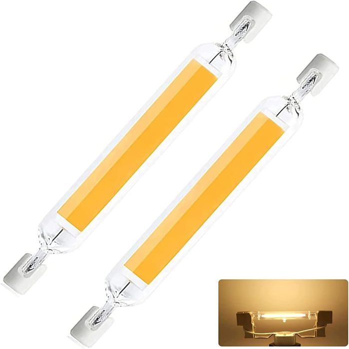 Ampoules LED R7S 78mm 10W Dimmables - Équivalent 100W Halogène, 1000LM, 3000K Blanc Chaud - Lot De 2, Angle 360°
