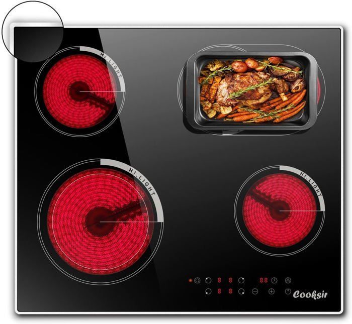 Cooksir Table De Cuisson Vitrocéramique Portable 2000W - Plaque Électrique 1 Feu Avec Poignée, Commande Tactile Et Bouton Rotatif, Chauffage Infrarouge