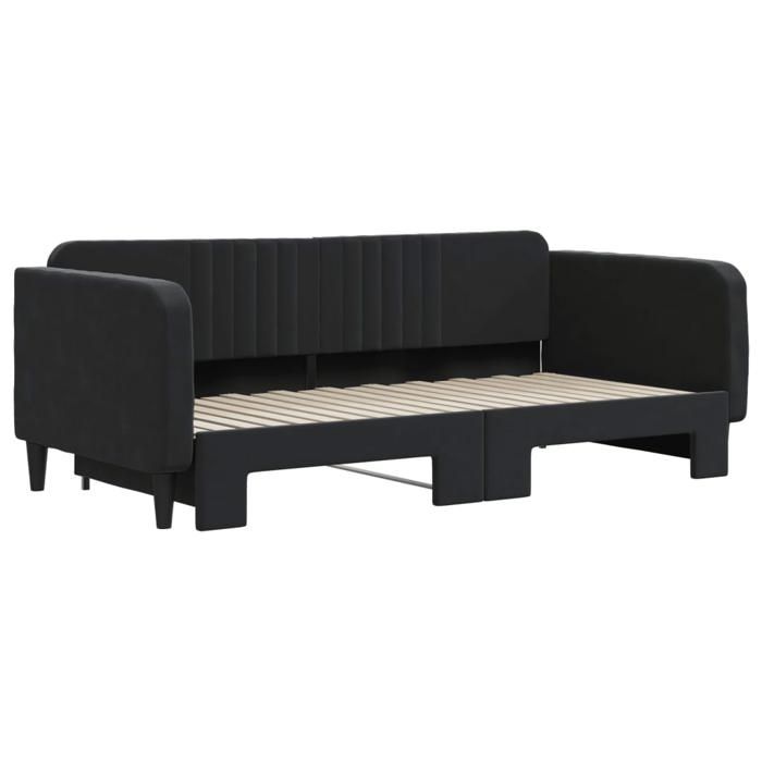 Canapé-lit 2 places - VIDAXL - CAL8023951 - Velours noir - 90x190 cm - Design moderne