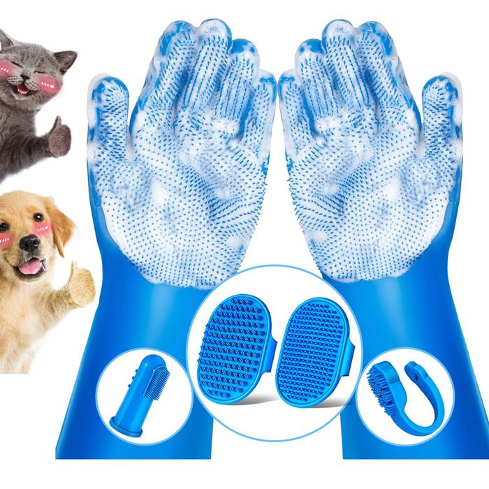 Meilleurs prix pour Brosse de bain pour chien - Doigt de brosse à dents pour chien - Gants de bain pour chien Accessoires de bain pour chien,6 pièces