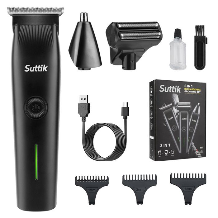 Tondeuse 3 En 1 Professionnelle Resuxi - Cheveux, Barbe, Corps Et Nez - USB Rechargeable - 10 Longueurs - Neuf