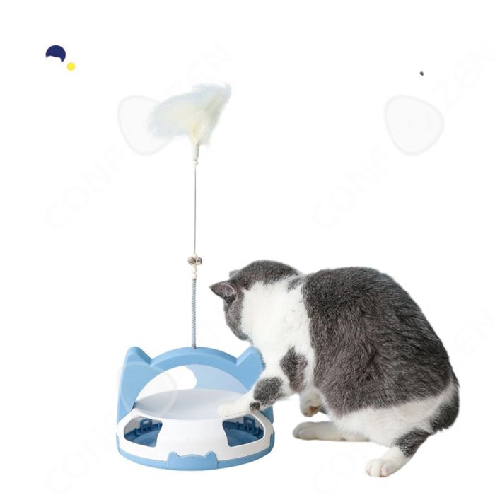 Comparer les prix de C Jouet à Plumes pour Chats 20cmx20cmx45cm Jouets interactifs pour chats Contient une boule de cloche Boule tournante pour chat