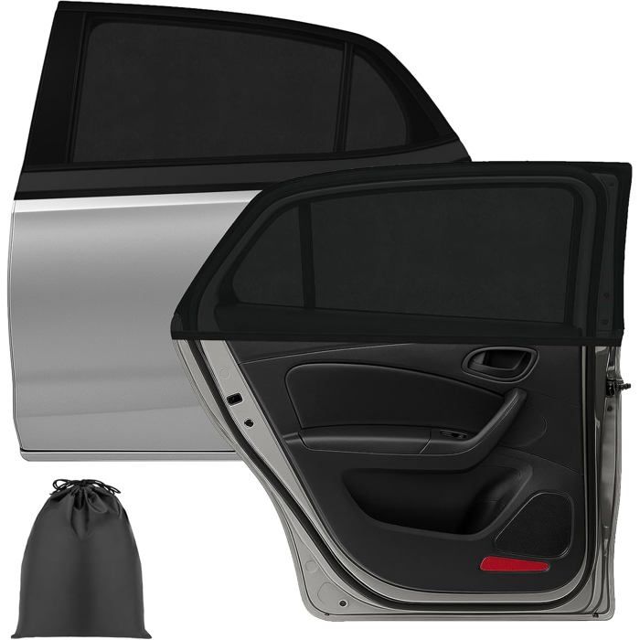 Pare-Soleil Voiture Bébé 2 Pièces 44x36 Cm – Protection UV + 8 Ventouses – Idéal Fenêtres Latérales Enfants