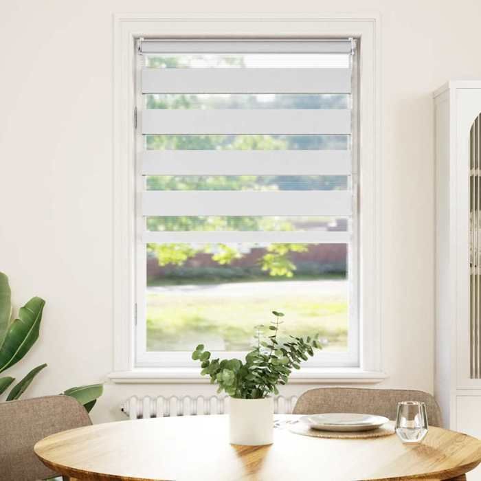Store enrouleur tamisant - Blanc - 90 x 150 cm - Polyester - Chaîne blanche