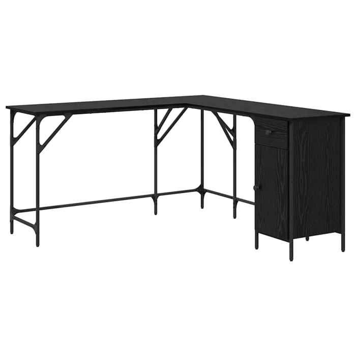 Bureau dangle réglable - GKO - Chêne noir - 141x141x75 cm - Bois dingénierie - 1 étagère - Grand espace de stockage